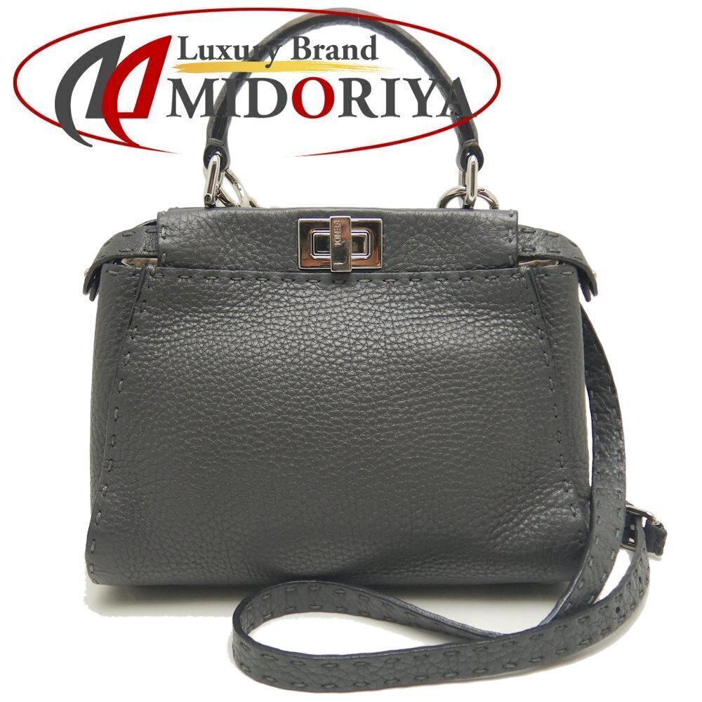 Fendi Peekaboo Selleria Handbag Leather Gray